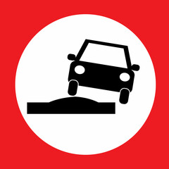 Warning sign with road bumps symbol, bump ahead icon