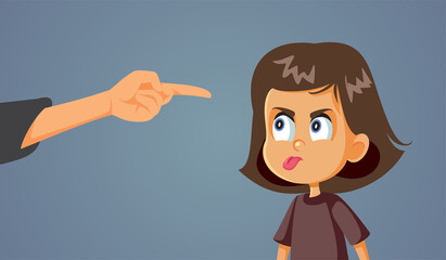Parent Scolding Rude Misbehaving Daughter Vector Cartoon