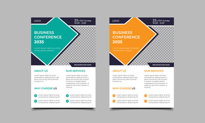 Conference flyer and invitation banner template design. with nice Unique Design Shape