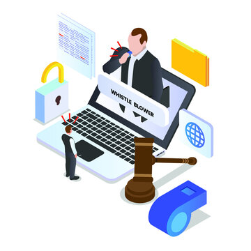 Whistle Blower Protection Law And Freedom Of Information Legislation Isometric 3d Vector Concept For Banner, Website, Illustration, Landing Page, Flyer, Etc.