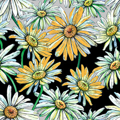 Flowers on a black and gray background