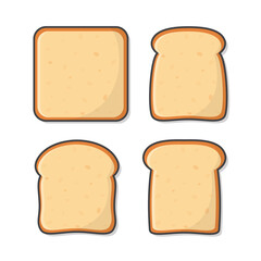 Set Of Slices Toast Bread Vector Icon Illustration. Bakery Pastry Product