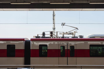 generator on high-speed train is parked in the station waiting to pick up passengers