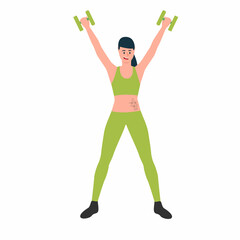 Young girl, doing sport exercise at home, illustration concept.