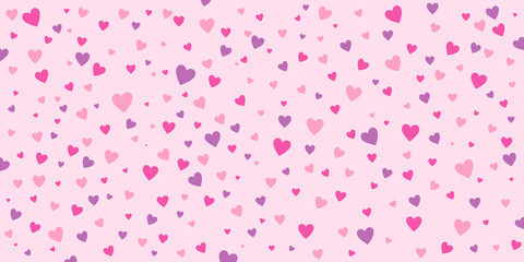 Vector pink background with hearts for Valentine's Day