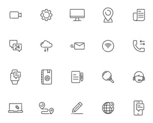 set of contact icon, address, communication, website