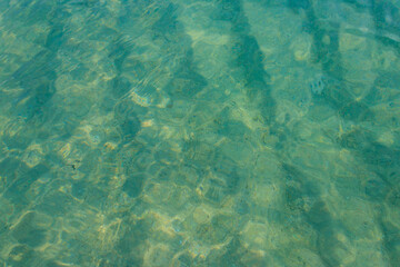 Blue water texture background. Surface of sea or ocean