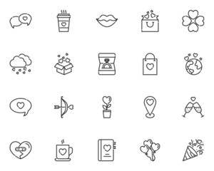 set of valenitne icons, heart, wedding, romance, love
