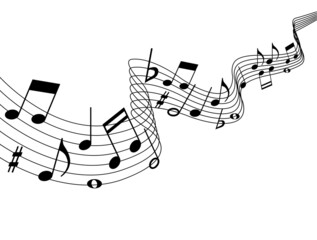 Musical notes background with lines