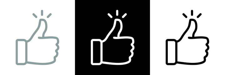 Like confirm and thumb up outline icon, black Like confirm and thumb up outline icon, white Like confirm and thumb up outline icon. - obrazy, fototapety, plakaty