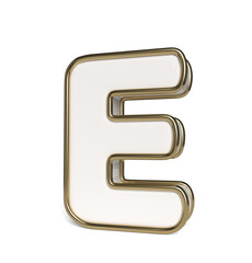 Elegant white alphabet. Letter E. 3D rendering.