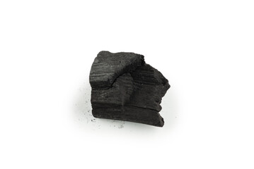 Black oak coal isolated on white background.