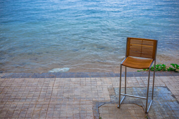 The background of a new design chair placed on the balcony of the resort for customers to sit and...