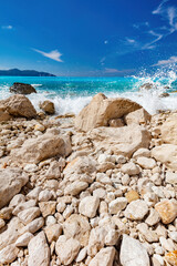 Myrtos Beach in Kefalonia, Greece