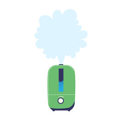 Compact air humidifier with mechanical control for an apartment, office, greenhouse, winter garden.  Schematic representation of household appliances.  Vector image in a flat style.