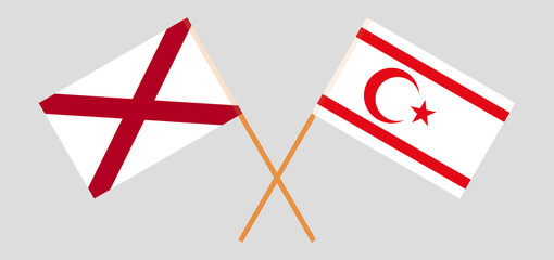 Crossed flags of The State of Alabama and Northern Cyprus. Official colors. Correct proportion
