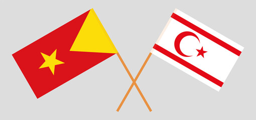 Crossed flags of Tigray and Northern Cyprus. Official colors. Correct proportion