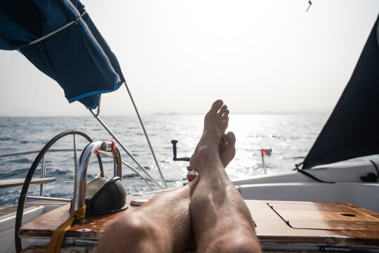 Relaxing day on a sailing vessel