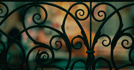 Openwork wrought iron lattice architectural decoration of the Victorian era