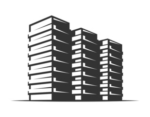 Modern building construction isolated on white background. Vector illustration