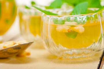 Arab traditional mint and pine nuts tea