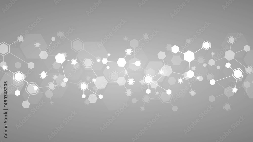 Aufkleber abstract monochrome background technology. design of hexagons, honeycombs connected by lines. mobile