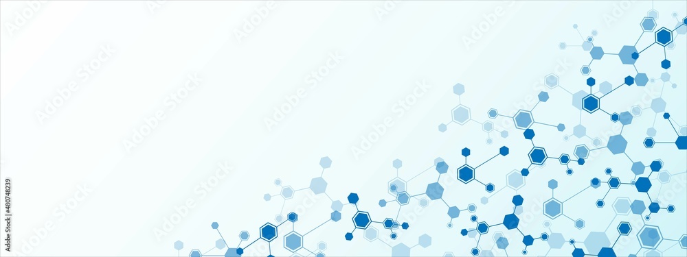 Poster technology background frame. design of hexagons, cells connected by lines. digital network. a plexus