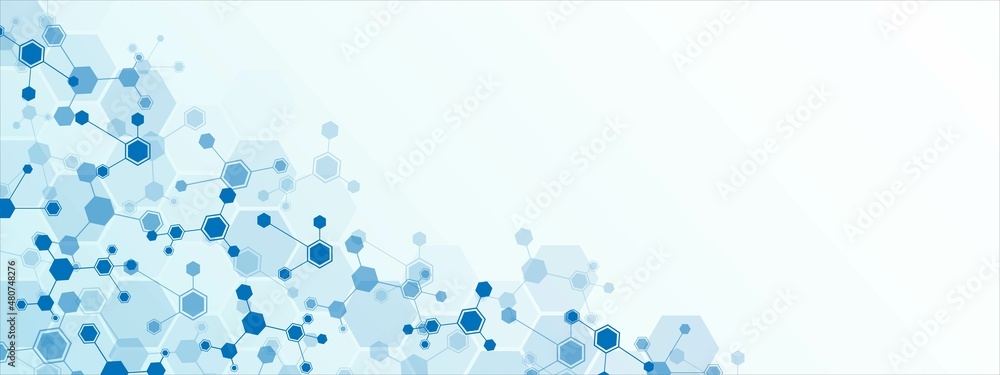 Poster technology background frame. design of hexagons, cells connected by lines. digital network. a plexus
