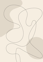 Abstract simple, clean vector lines and forms. Soft nature colors. Beige and brown. For Poster, flyer, brochure, cards. Hand drawn illustration. 