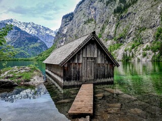 wooden house on the lake