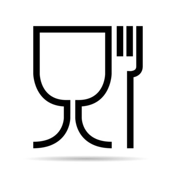 Food safe symbol. The international icon for food safe material, wine glass and a fork symbol