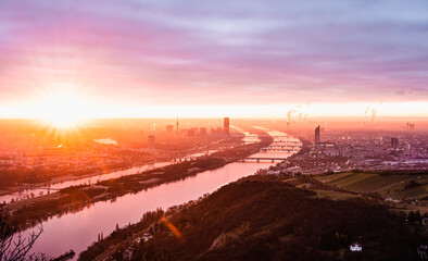 Sunrise over city 