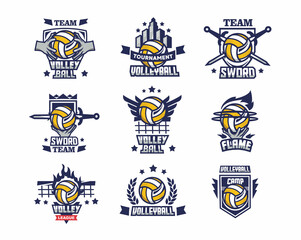 Volleyball Logo Badge Collection American Logo Sport suitable for sports group banners and posters