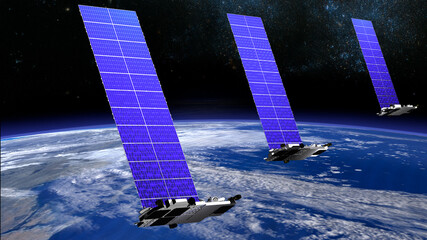 internet broadcast satellite train around the earth in illustration 3d © Dayan