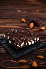 Dark chocolate almond bark, dark chocolate with almonds