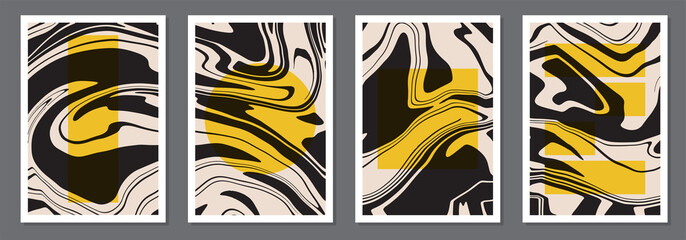 Set of trendy retro 1970s style abstract posters