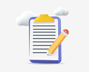 Document icon concept. 3D Web Vector Illustrations. Edit file icon, note, sign up icon vector illustration. 3D vector.