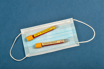 variant of covid-19 Omicron, written on blood collection tube, new sepa concept