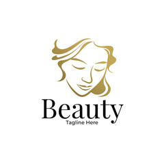 beauty woman gold logo template
