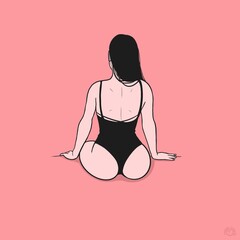Sexy woman body illustration erotic pose
