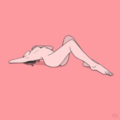 Sexy woman body illustration erotic art - obrazy, fototapety, plakaty
