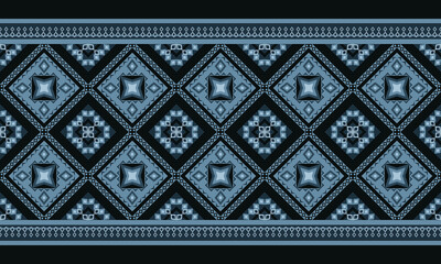 Obraz premium Geometric ethnic seamless pattern. Traditional design for background, wallpaper, clothing, wrapping, carpet, tile, fabric, decoration, vector illustration, embroidery style. Oriental ethnic patterns.