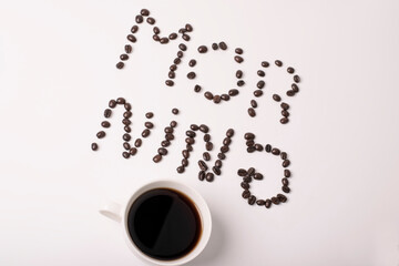 Cup of black coffee morning day