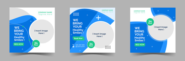 health care social media post editable templete set