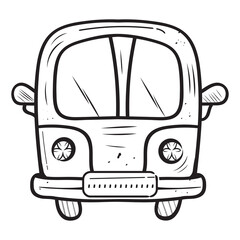 Hand drawn doodle van camper in cartoon style, coloring © Mei_Yuan
