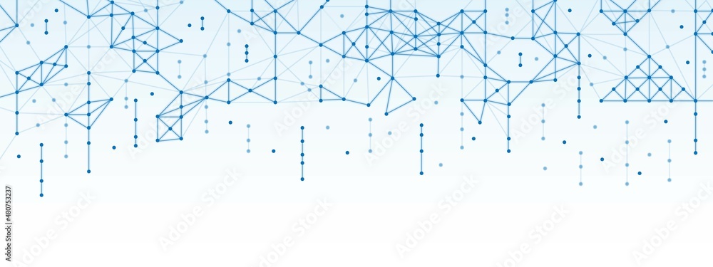 Poster abstract technology background. a pattern of dots, squares and lines. the design is a luminous plexu