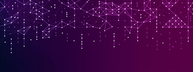 Fototapeta premium Abstract neon technology background. Pattern of dots, squares and lines. Design is a luminous plexus of damaged network. Digital connection, grid. Poster for medicine, websites. Vector illustration