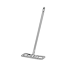 Doodle vector hand drawn wet microfibre flat mop. Household supplies, cleaning service, equipment, wash floors, mopping, tidy. Design element for typography and digital use.