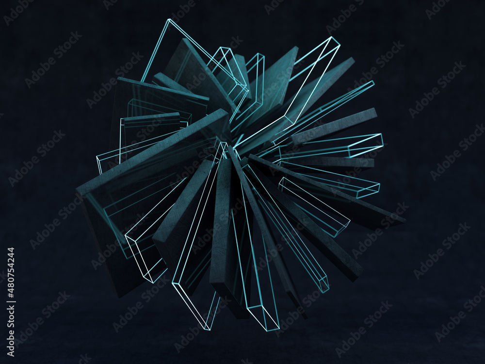Poster futuristic shape. computer generated abstract background. 3d