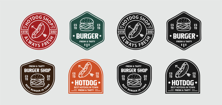 vintage logo minimalis burger and hotdog for food and cafe